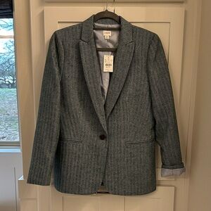 J. Crew Women's Green Textured Single-Button Blazer